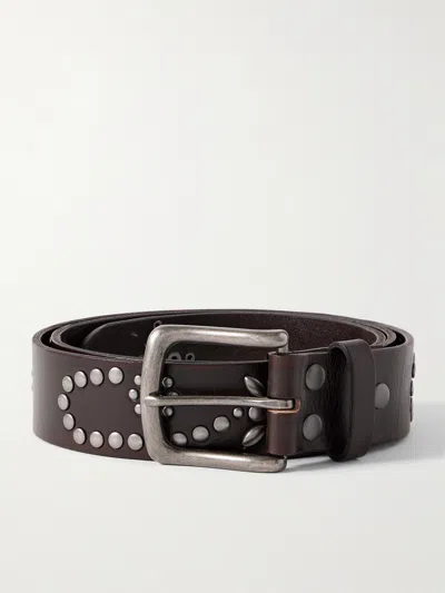 Corridor 3.5cm Studded Leather Belt In Brown