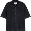 Corridor Acid Wash Pointelle Polo Top In Black