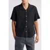 Corridor Alhambra Cotton Blend Lace Camp Shirt In Black