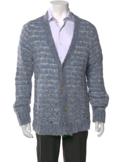 Pre-owned Corridor Alpaca Patterned Cardigan In Blue