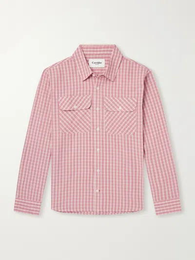 Corridor Americana Checked Cotton Shirt In Pink