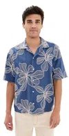 Corridor Camp-collar Embroidered Voile Shirt In Blue