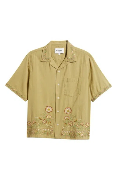 Corridor Augusta Embroidered Short Sleeve Shirt In Green