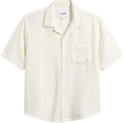 Corridor Basket Weave Short Sleeve Button-up Shirt In Neutral
