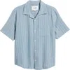 Corridor Basket Weave Short Sleeve Button-up Shirt In Gray