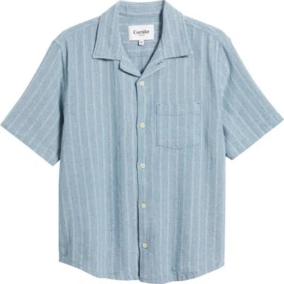 Corridor Basket Weave Short Sleeve Button-up Shirt In Gray