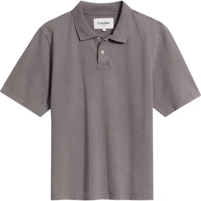 Corridor Brushed Cotton Piqué Polo In Gray