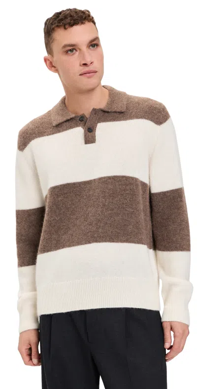 Corridor Brushed Knit Rugby Sweater Natural In White