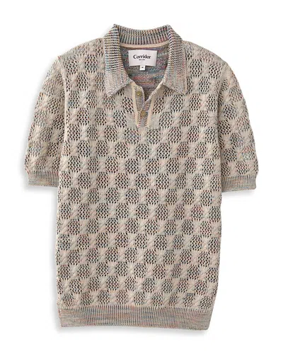 Corridor Cable Lace Regular Fit Short Sleeve Sweater In Brown