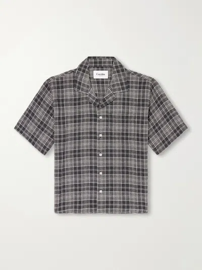 Corridor Plaid Seersucker Short Sleeve Shirt In Black