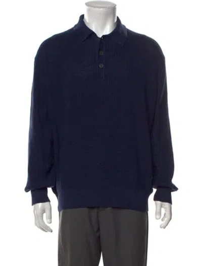Pre-owned Corridor Collar Long Sleeve Polo Sweater W/ Tags In Blue