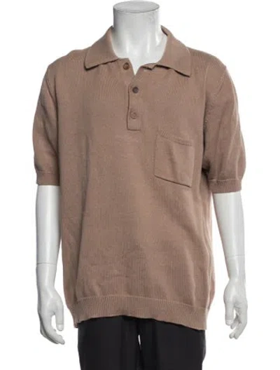 Pre-owned Corridor Collar Short Sleeve Polo Sweater In Neutral