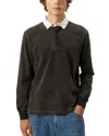 Corridor Contrast Collar Long Sleeve Polo In Black