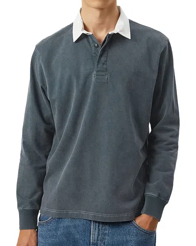 Corridor Contrast Collar Long Sleeve Polo In Gray