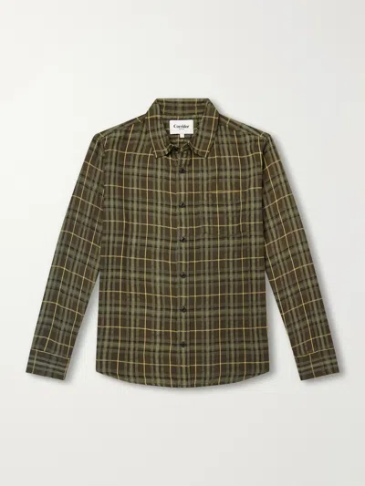 Corridor Crinkled Checked Cotton-blend Shirt In Green