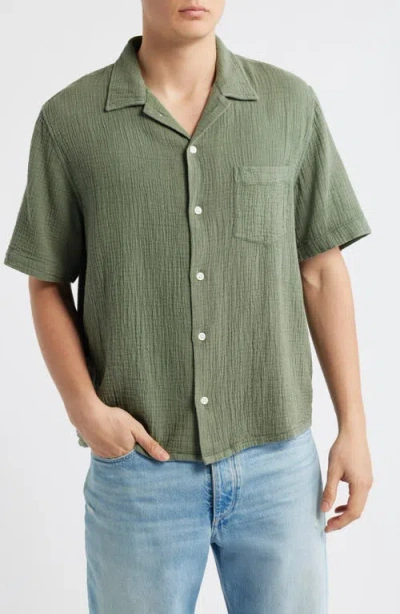 Corridor Double Cloth Short Sleeve Button-up Shirt In Green