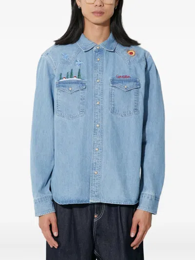 Corridor Embroidered Denim Shirt In Blue