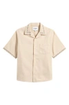 Corridor Embroidered Hopsack Camp Shirt In Tan