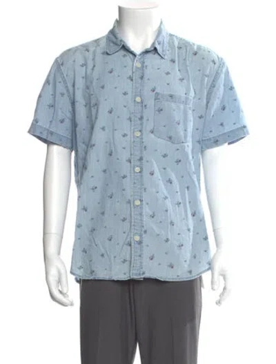 Pre-owned Corridor Floral Print Short Sleeve Shirt In Blue