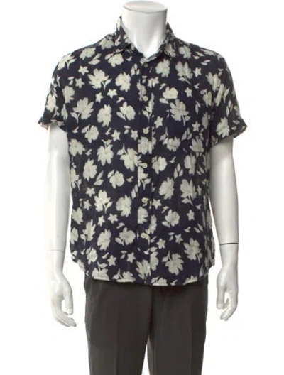 Pre-owned Corridor Floral Print Short Sleeve Shirt In Green