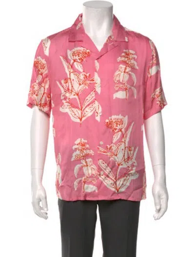 Pre-owned Corridor Floral Print Short Sleeve Shirt In Pink