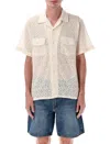 Corridor Camp-collar Cotton And Nylon-blend Lace Shirt
