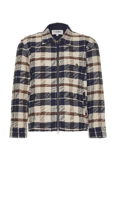 Corridor Jacquard Plaid Zip Jacket In 네이비