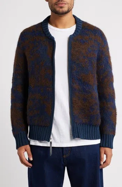 Corridor Jacquard Zip Sweater In Blue