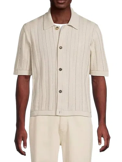 Corridor Ladder Knit Buttondown Shirt In Natural In White