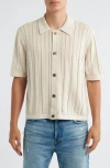 Corridor Ladder Knit Short Sleeve Button-up Shirt In Neutral