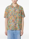 Corridor Leaf-print Short-sleeve Shirt In Orange