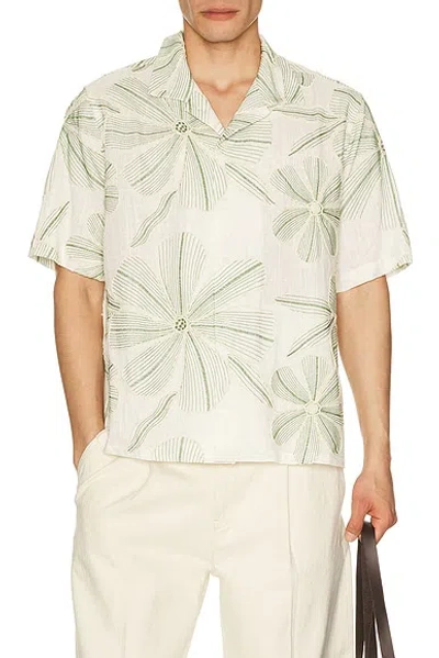 Corridor Linen Applique Short Sleeve Shirt In Neutral