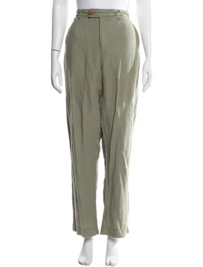 Pre-owned Corridor Linen Straight Leg Pants In Green