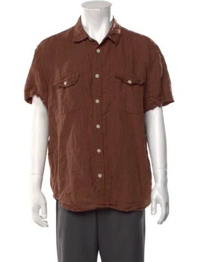 Pre-owned Corridor Linen Striped Shirt In Brown