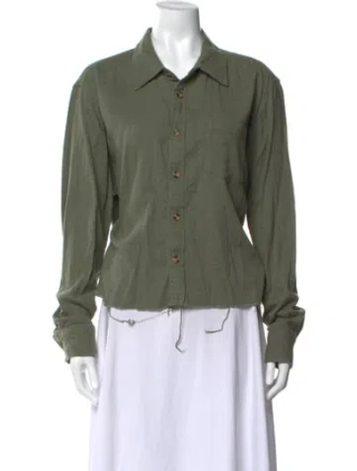 Pre-owned Corridor Long Sleeve Button-up Top In Green