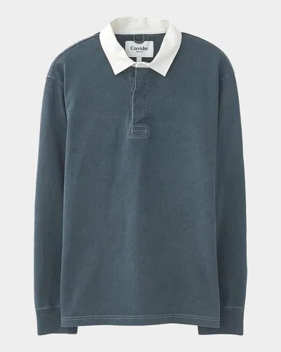 Corridor Men & Apos;s Rugby Long-sleeve Polo Shirt In Blue