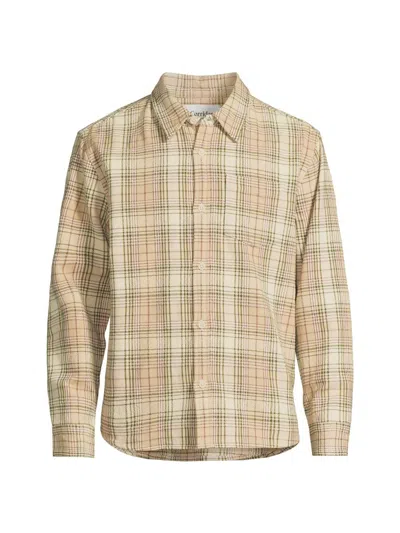 Corridor Men's Birch Plaid Cotton Button-front Shirt In Yellow
