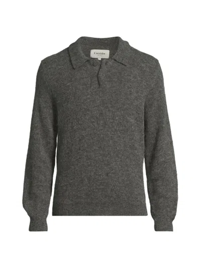 Corridor Men's Brushed Alpaca-blend Polo Shirt In Gray