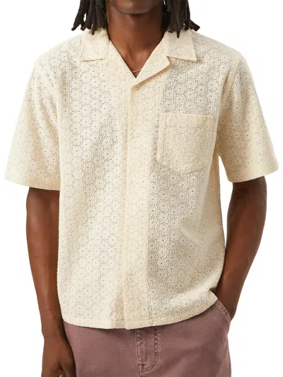 Corridor Men's Floral Eyelet Camp Shirt In Neutral