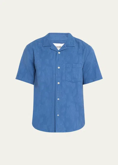 Corridor Men's Floral Jacquard Camp Shirt In Blue
