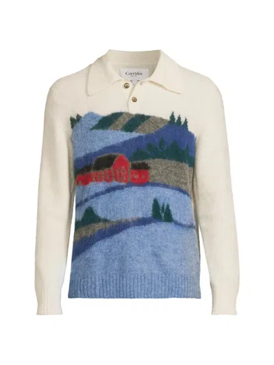 Corridor Men's Hart Alpaca-wool Polo Sweater In Green