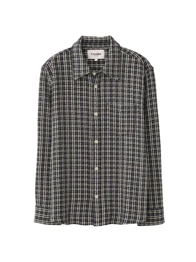Corridor Men's Snow Check Reverse Tweed Shirt In Blue