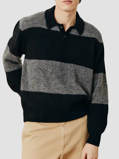 Corridor Men's Striped Alpaca-blend Rugby Sweater In Black