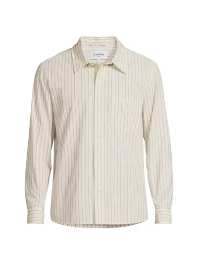 Corridor Men's Striped Cotton Poplin Shirt In Yellow