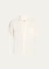 Corridor Men's Striped Seersucker Camp Shirt In Wht