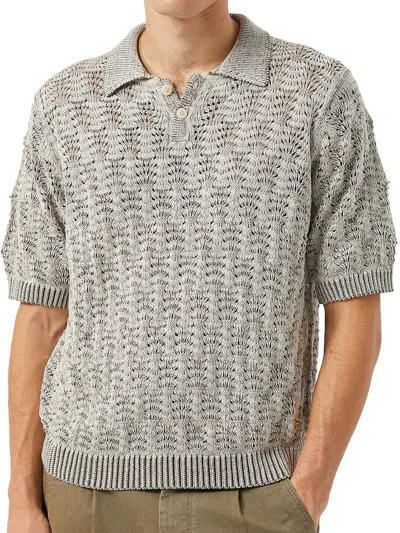 Corridor Cable Lace Stitch Pima Cotton Polo In Gray
