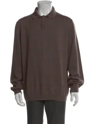 Pre-owned Corridor Merino Wool Collar Polo Sweater In Brown
