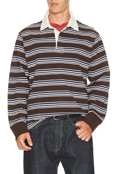 Corridor Mini Stripe Long Sleeve Rugby In Brown