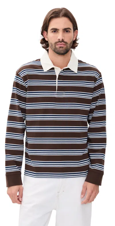 Corridor Mini Stripe Rugby Polo Brown