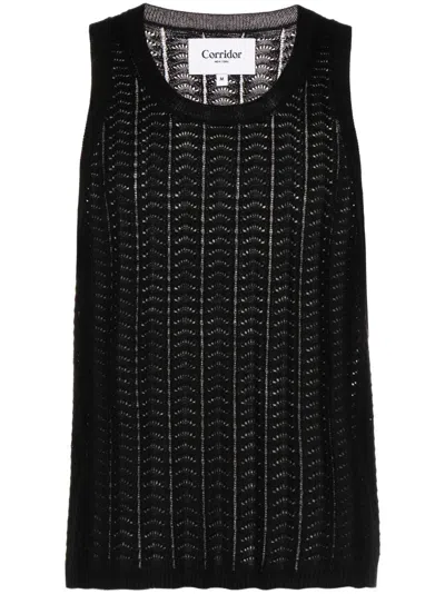 Corridor Pointelle-knit Pima Cotton Tank Top In Black